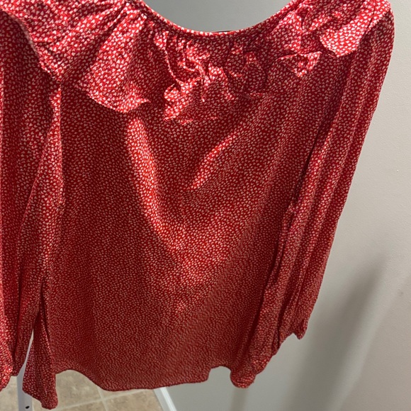 Loft Valentine’s Day Heart Ruffle Long Sleeve Blouse Top M - Picture 6 of 6